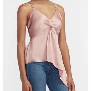 Satin V-Neck Asymmetrical Crossback Flowy Top